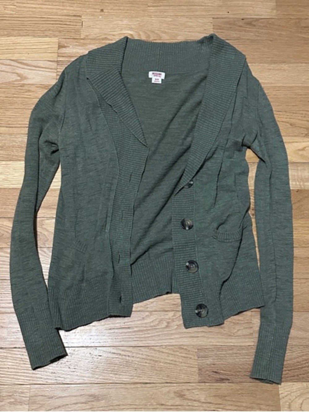 Mossimo Supply Co. Olive Green Button-Front Cardigan Sweater